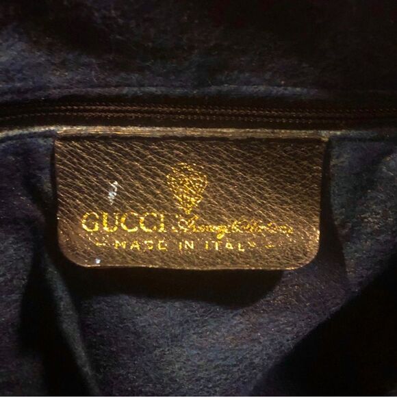 GUCCI GG Supreme Navy Leather Ophidia Sherry Line Coated Canvas Travel Work Bag - Picture 9 of 17